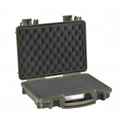 Green Pistol Case with Smooth and Corrugated Foam in Lid