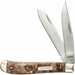 Old Timer Double Blade Brown Pocket Knife for Hunting and Reloading