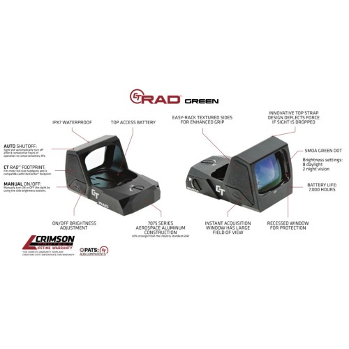 Red Dot CT RAD (Green) Crimson Trace for Hunting, Shooting, and Reloading Ammunition