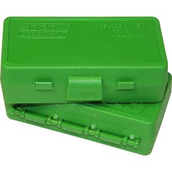 MTM 50-Round Green Ammo Box for 9mm and .380 ACP Cartridges