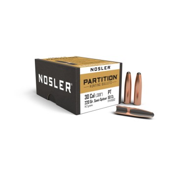Nosler Partition Bullets .30 Cal 220gr  Superior Accuracy and Performance