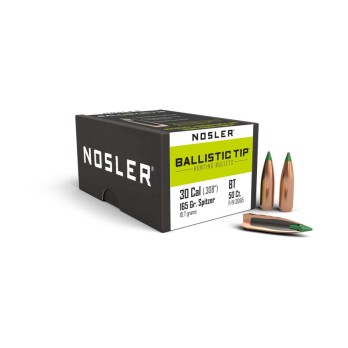Balles Nosler Ballistic Tip Chasse .30 Cal 165gr  Précision et Performance Exceptionnelles