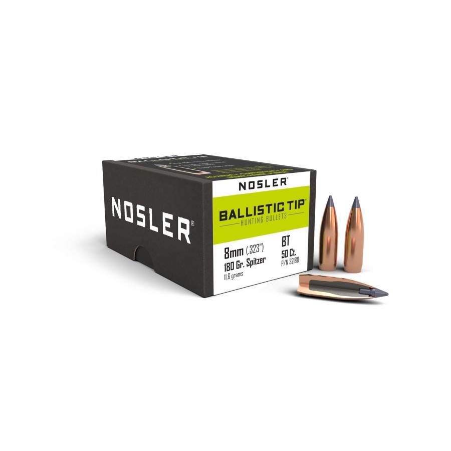 Balles Nosler Ballistic Tip Chasse 8mm 180gr  Précision et Performance Exceptionnelles