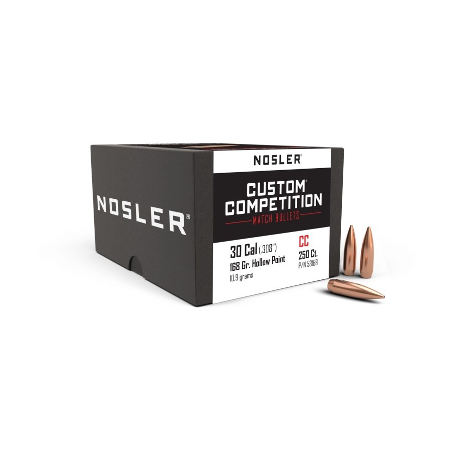 Ballistics Nosler Custom Competition .30 Cal 168gr  Précision Supérieure pour la Compétition