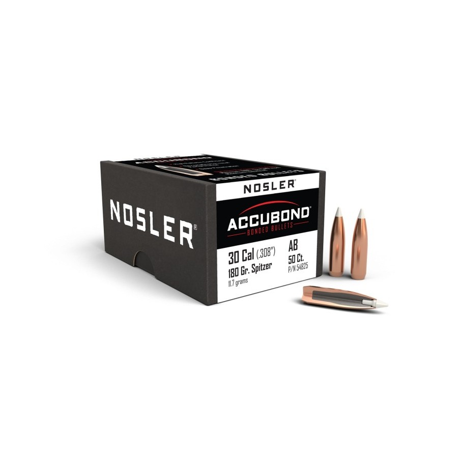 Nosler AccuBond .30 Cal 180gr Bullets  Superior Precision and Penetration for Hunting