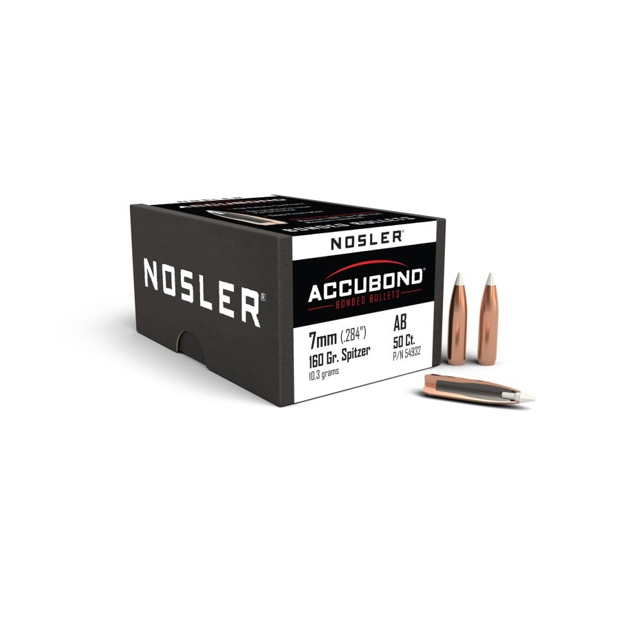 Ballistics Nosler AccuBond 7mm 160gr  Précision et Pénétration Supérieures pour la Chasse