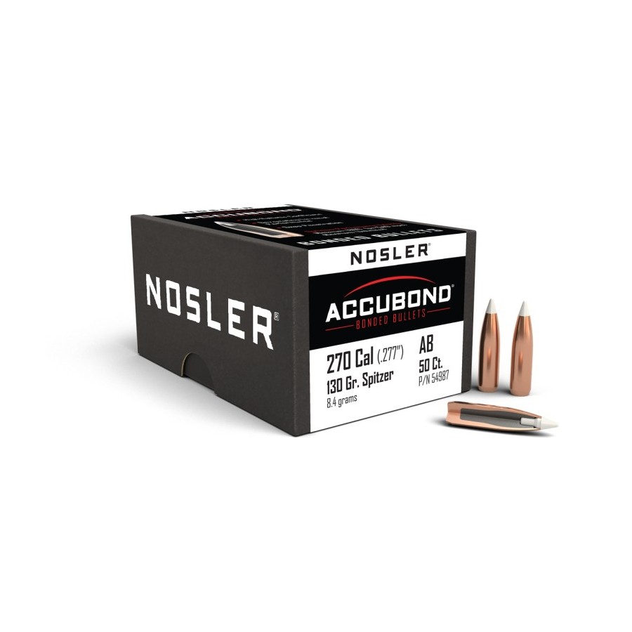 Ballistics Nosler AccuBond .270 Cal 130gr  Précision et Pénétration Supérieures pour la Chasse
