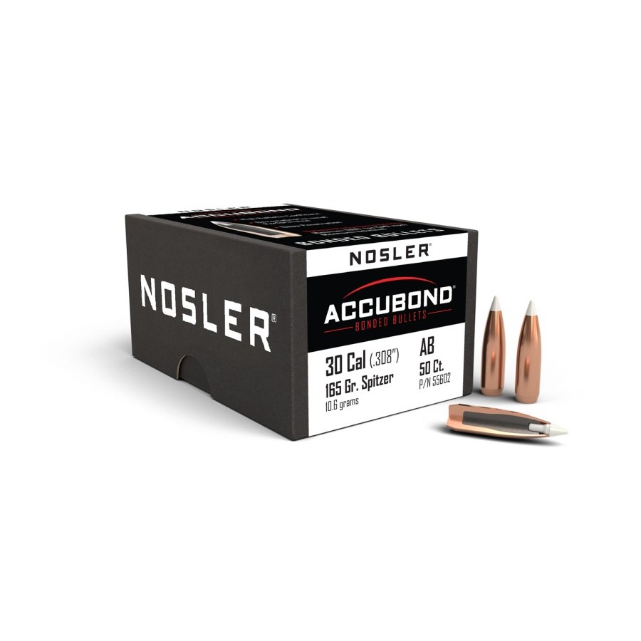Nosler AccuBond .30 Cal 165gr Bullets  Superior Precision and Penetration for Hunting