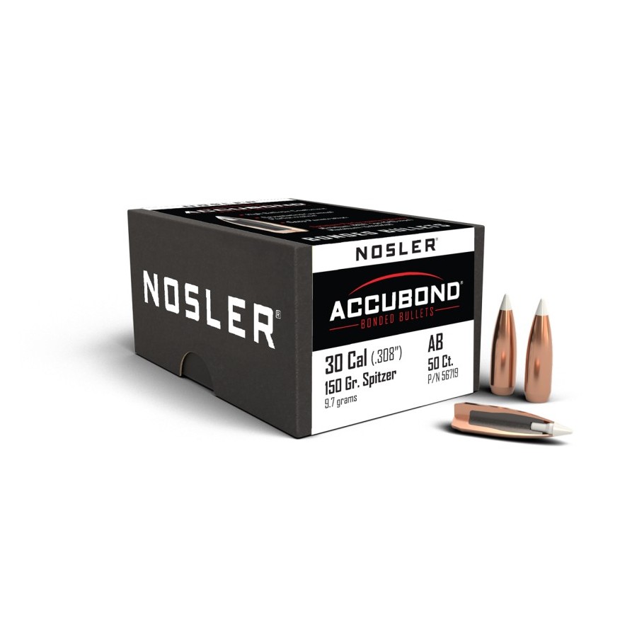 Nosler AccuBond .30 Cal 150gr Bullets  Superior Accuracy and Penetration for Hunting and Reloading