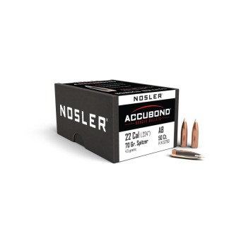 Proyectiles Nosler AccuBond .22 Cal 70gr  Precisión y Rendimiento Óptimos para Caza