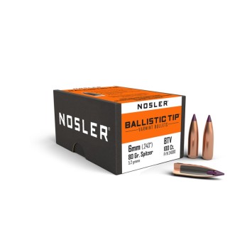Nosler Ballistic Tip Varmint 6mm 80gr Bullets  Superior Precision and Performance for Pest Hunting