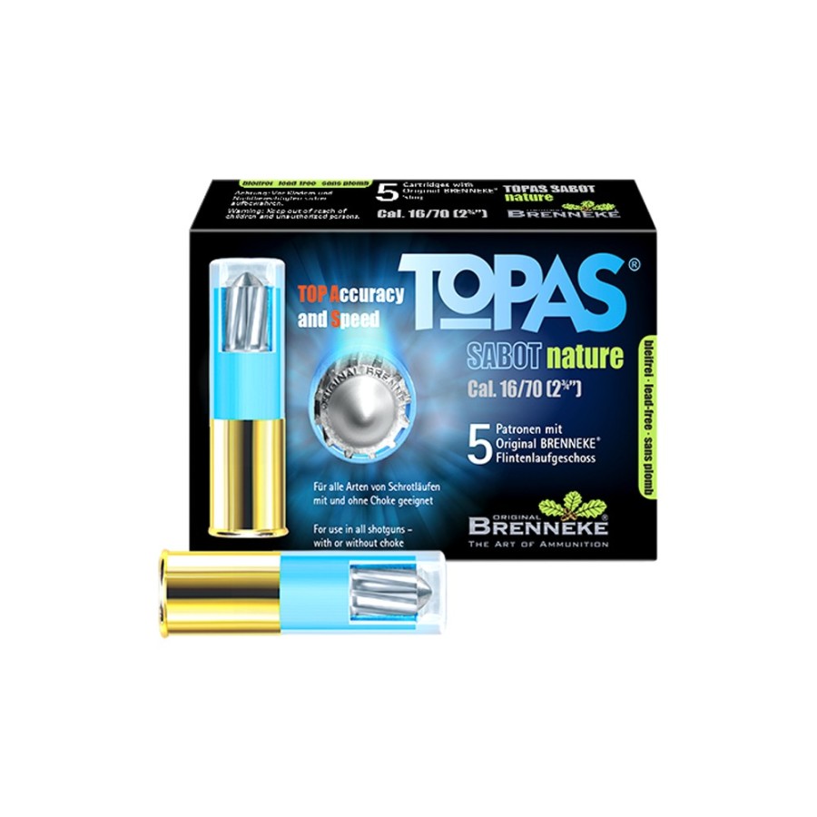 Munitions Brenneke TOPAS® Sabot Nature 16/70 17g - Précision et Durabilité pour la Chasse au Gros Gibier