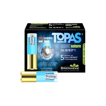 Munitions Brenneke TOPAS® Sabot Nature 16/70 17g - Précision et Durabilité pour la Chasse au Gros Gibier