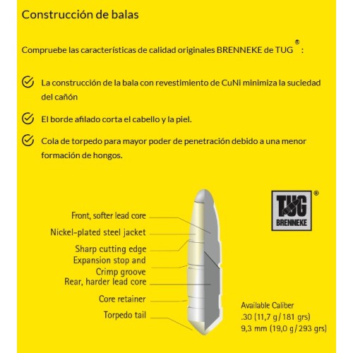 Cartouches Brenneke Cal. .30-06 Spr. 11,7g/181gr TUG® - Puissance et Précision pour la Chasse au Gros Gibier