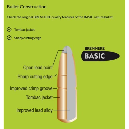 Cartouches Brenneke Cal. 308 Win-185 Gr Basic 20 unités
