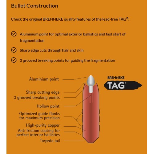 Munitions Brenneke TAG® 6,5x55 SE - Précision et Puissance pour la Chasse au Gros Gibier
