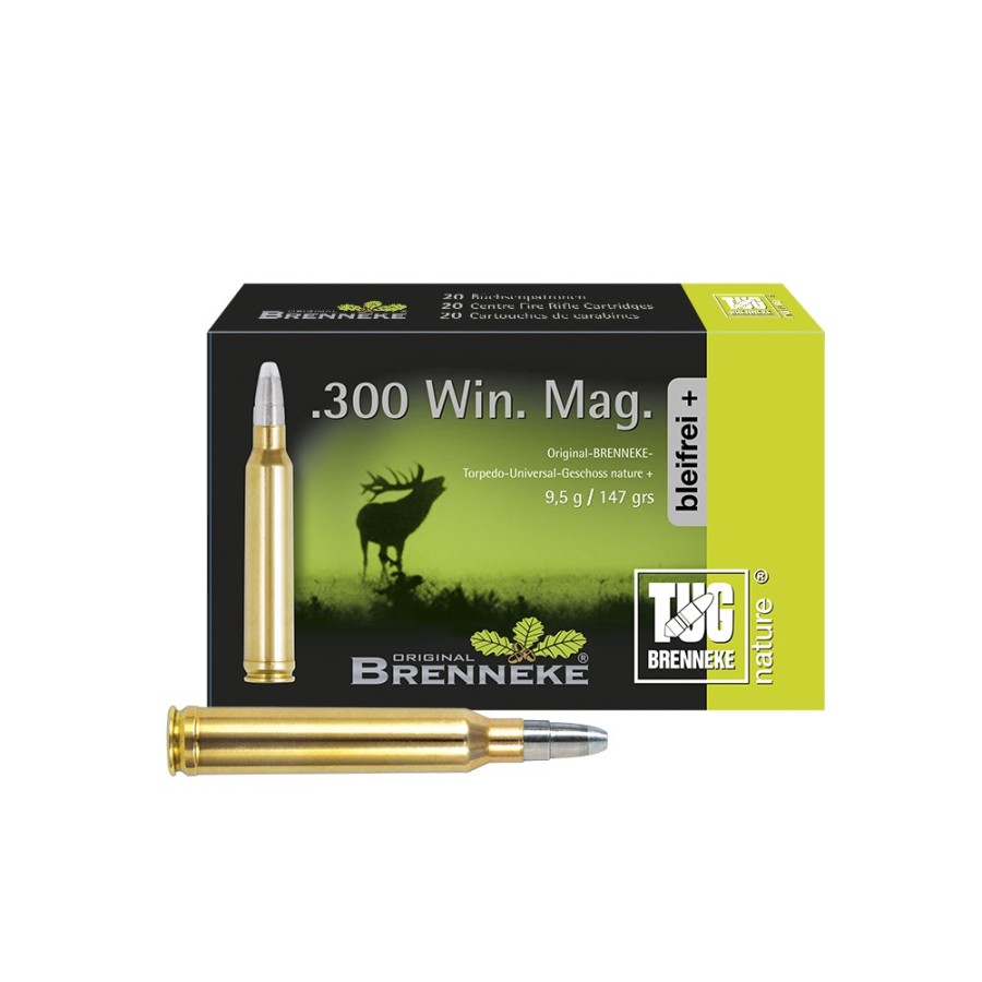 Brenneke .300 Win. Mag. 9.5g/147gr TUG nature+ Lead-Free High-Precision Hunting Ammunition for Big Game