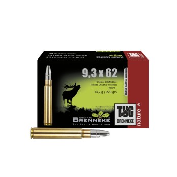 Brenneke 9.3x62 Ammunition - TUG Nature+ 220 gr - Power and Precision for Big Game Hunting