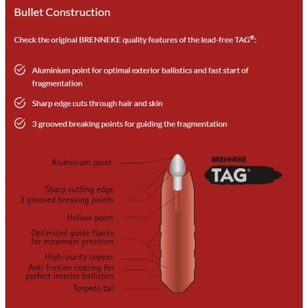 Brenneke 9.3x62 Ammunition - TAG 225 grs - Maximum Power for Big Game Hunting