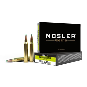 Munición Nosler .300 Win Mag 180gr Ballistic Tip Hunting  Precisión y expansión controlada para caza mayor