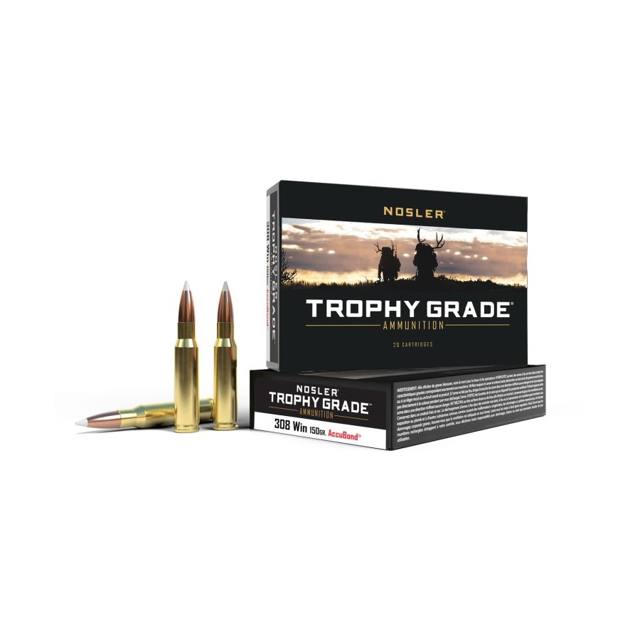 Munitions Nosler Trophy Grade avec balles Spitzer AccuBond® 150 gr  Précision, fiabilité et étui premium