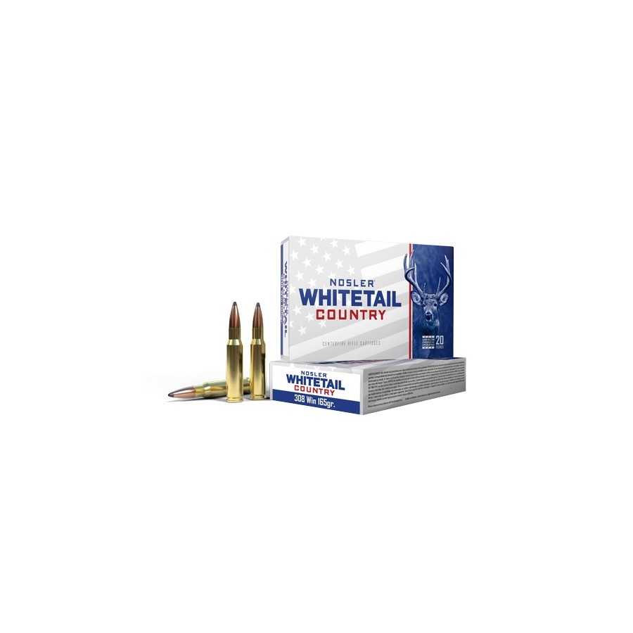 Munitions Nosler Whitetail Country  Balles Solid Base® pour Chasse au Cerf avec Précision, Pénétration Profonde et Précision M