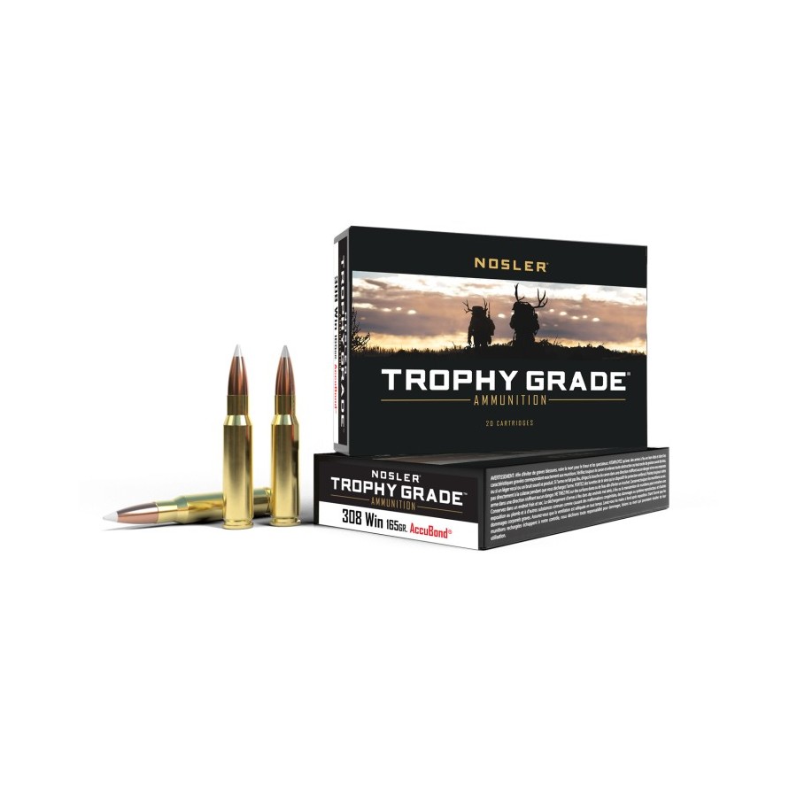 Munitions Nosler Trophy Grade avec Balles Spitzer AccuBond® 165gr  Précision, Fiabilité et Étui Premium