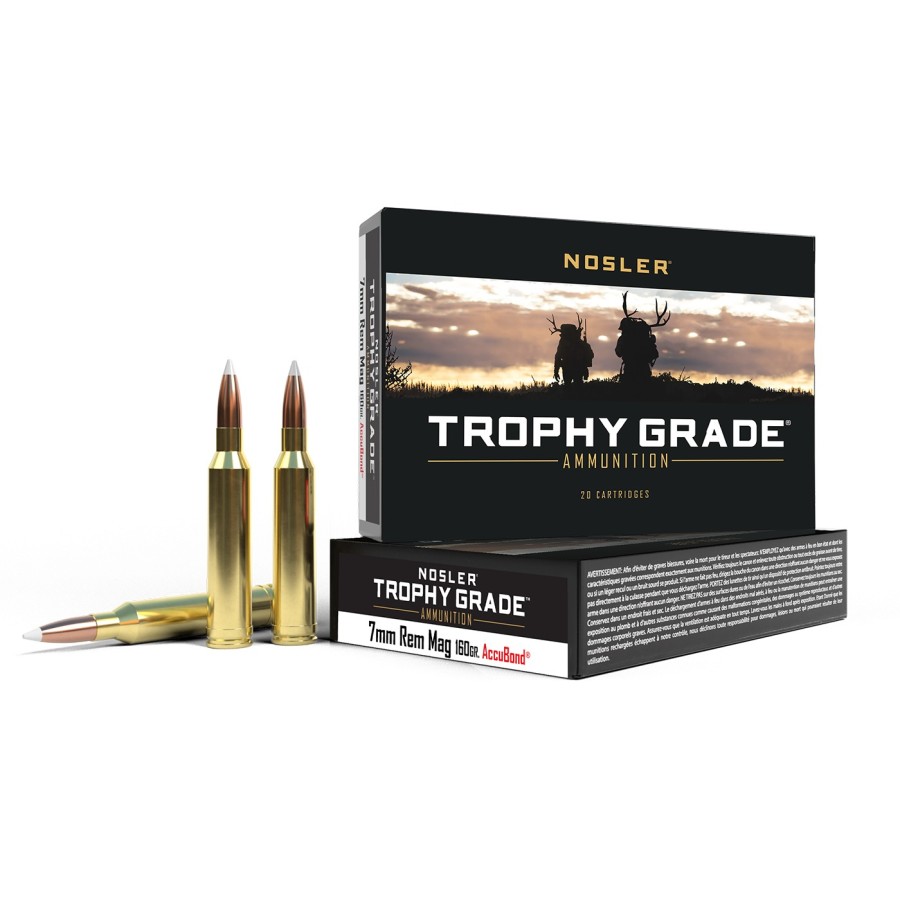 Munición Nosler Trophy Grade con Balas Spitzer AccuBond® de 160gr  Precisión, Fiabilidad y Latón Premium