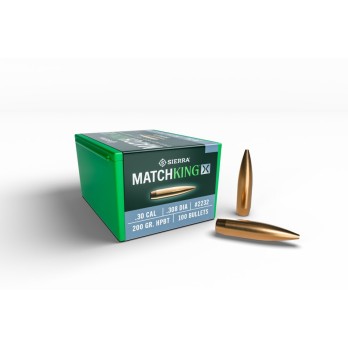 Balas Sierra MatchKing X .30 Cal 200 gr HPBT  Precisión y rendimiento equilibrado