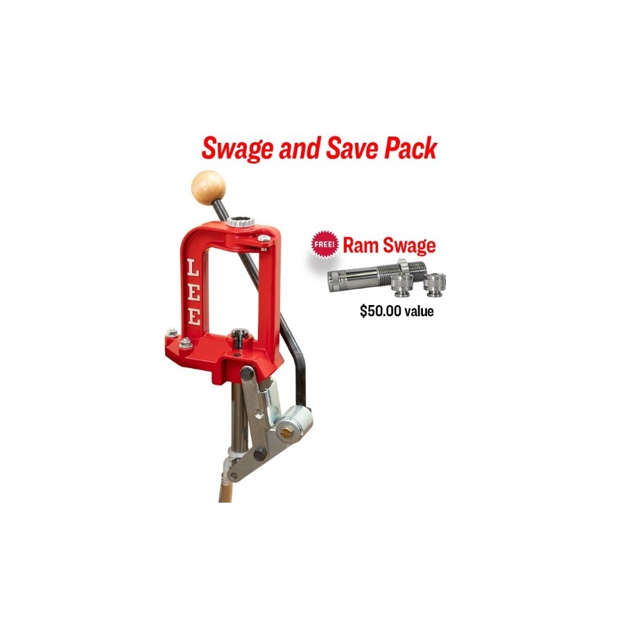 Lee Challenger Swage & Save Pack  Prensa con reformador de bolsillo de pistón