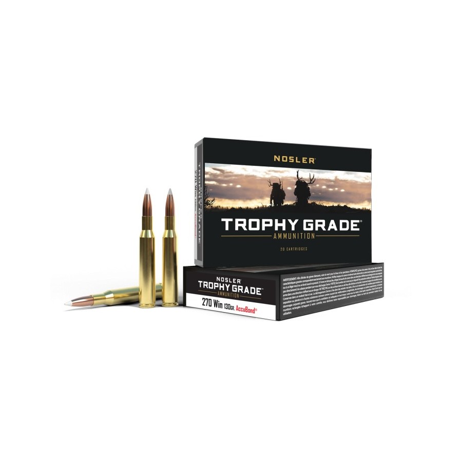 Nosler Trophy Grade .270 Winchester 130 gr AccuBond  Munición de caza premium