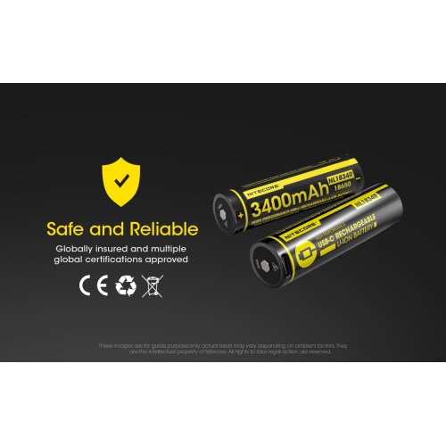 Batería recargable NITECORE NL1834R 18650 3400mAh USB-C