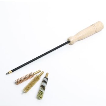 3-Piece 4.5 Caliber Long Gun Cleaning Kit with Copper, Wool, and Bristle Brushes in Plastic Case